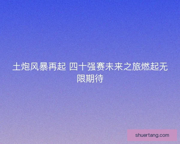 土炮风暴再起 四十强赛未来之旅燃起无限期待